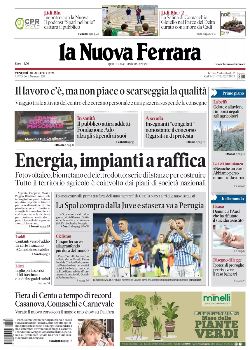 Prima-pagina-nuova ferrara-oggi-edizione-del-2024-08-30